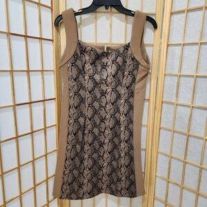 Radzoli Womens Black/Brown Animal Print Sleeveless Dress Sz Medium NWT